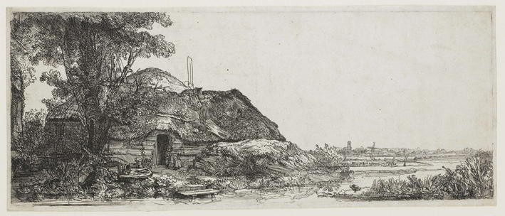  伦勃朗·梵·莱茵 Rembrandt van Rijn——落魄房屋树木素描2